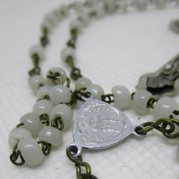 antique glass bead silver rosary - Picture 4 of 7